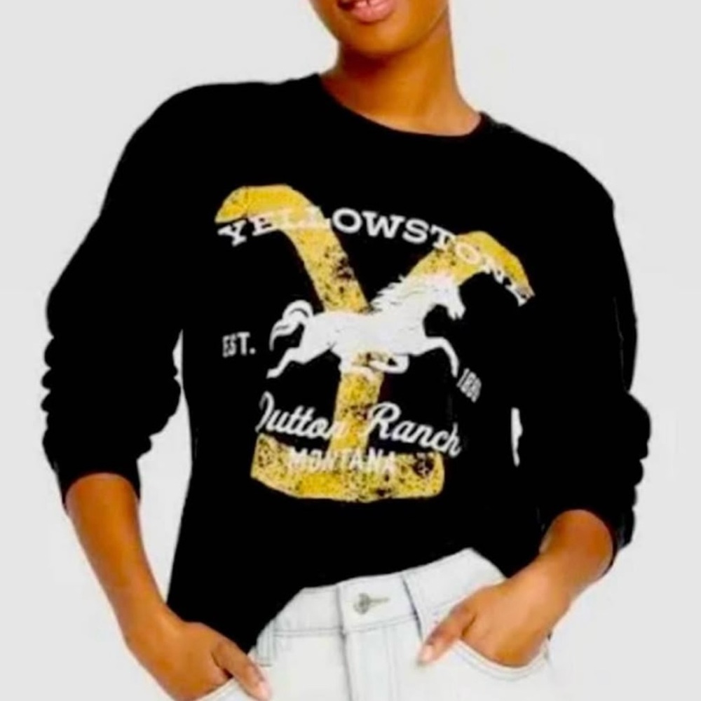 NEW Yellowstone Dutton Ranch Graphic Sweatshirt Black Small Western Montana